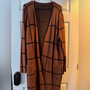 Brown Plaid Women's Cardigan
